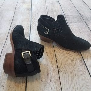 Sam Edelman Paula Perforated Suede Bootie, Black